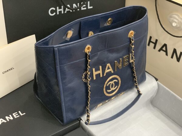 Chanel Mini Tote Blue With Gold Hard Ware Bag - Image 6