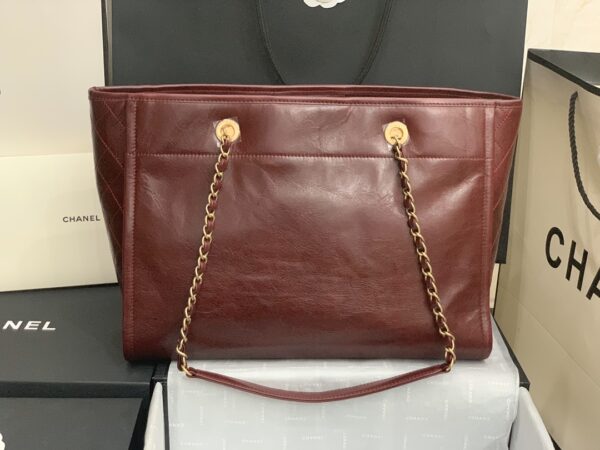 Chanel Mini Tote Maroon With Gold Hard Ware Bag - Image 4