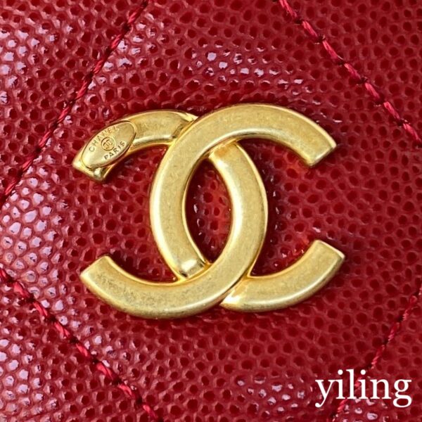 Chanel Mini Red Gold Coin Bucket Bag - Image 9