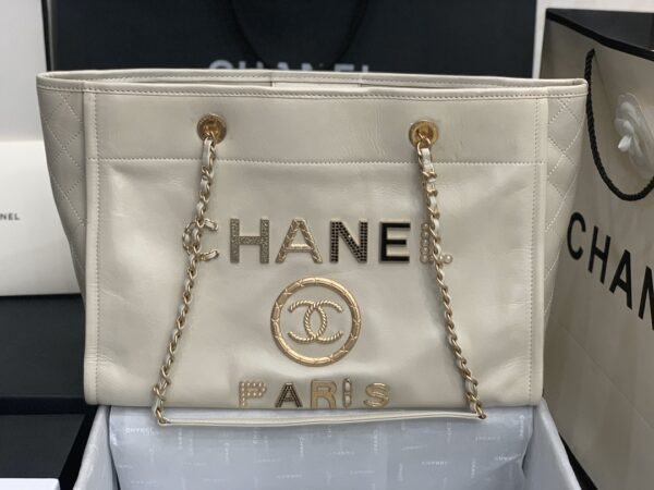 Chanel Mini Tote White With Gold Hard Ware Bag - Image 2