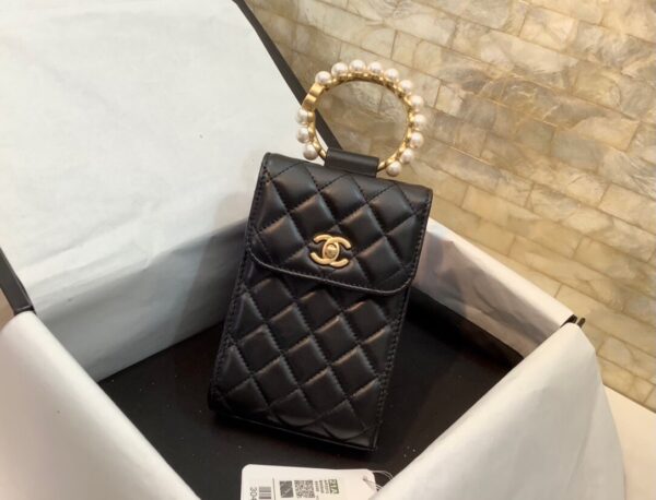 Chanel Mini Black Crossbody Phone Bag With Gold Hard Ware - Image 2