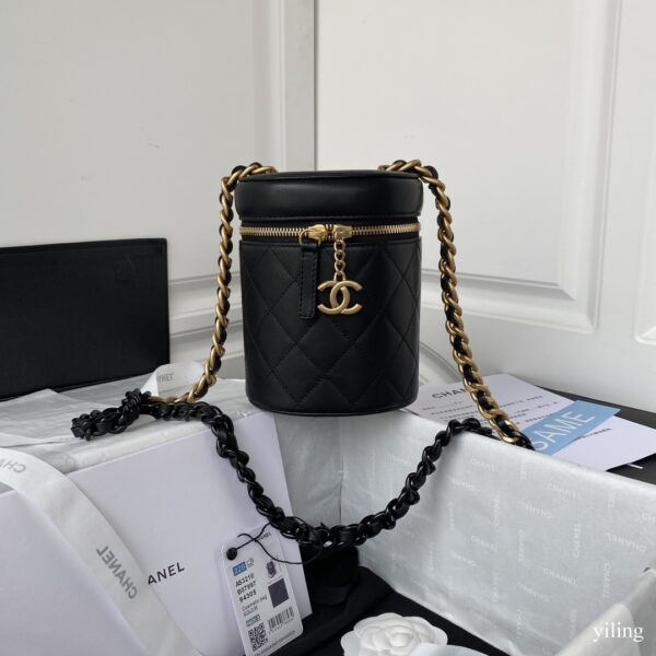 Chanel Mini New Black Bucket Bag with retro gold | Chanel Mini New Black Bucket Bag with retro gold For Sale
