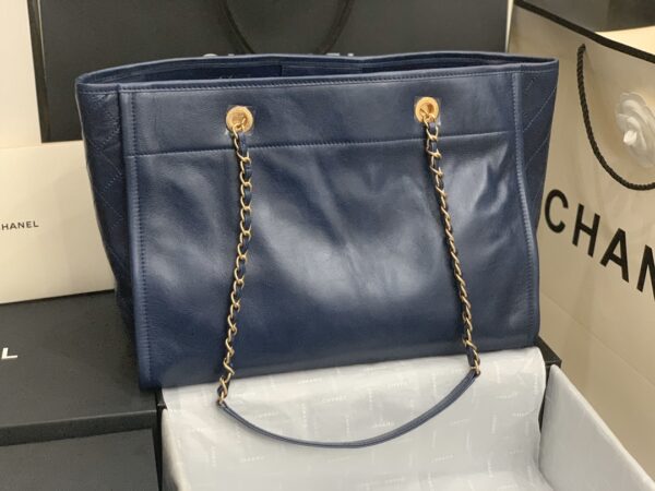 Chanel Mini Tote Blue With Gold Hard Ware Bag - Image 8