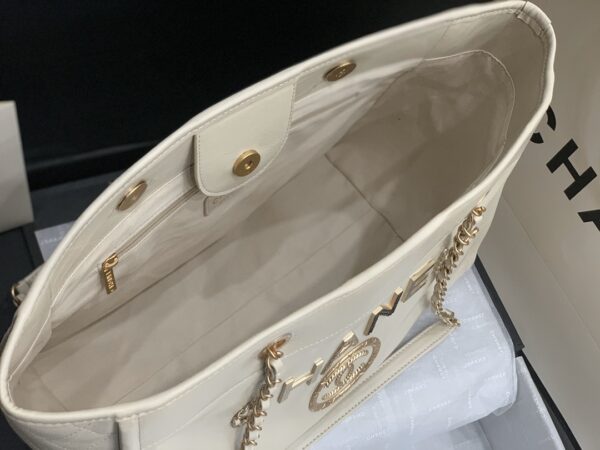 Chanel Mini Tote White With Gold Hard Ware Bag - Image 4