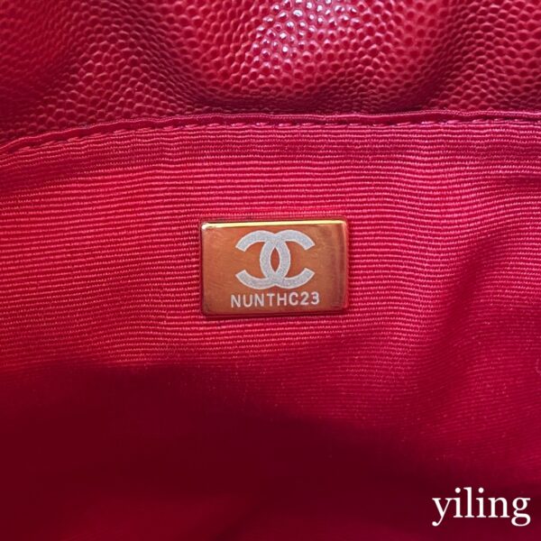 Chanel Mini Red Gold Coin Bucket Bag - Image 3