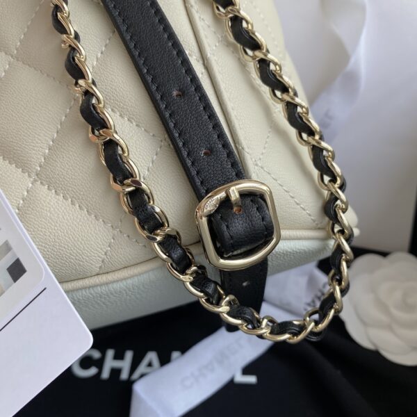 Chanel Mini Black & White Book Bag With Gold Hard Ware - Image 5