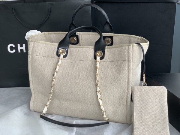 Chanel Mini Tote Beige & Black Bag - Image 7