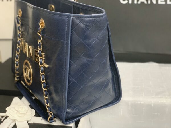 Chanel Mini Tote Blue With Gold Hard Ware Bag - Image 7