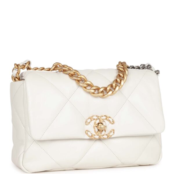 Chanel Mini 19 Flap Bag White Calfskin Mixed Hardware - Image 2