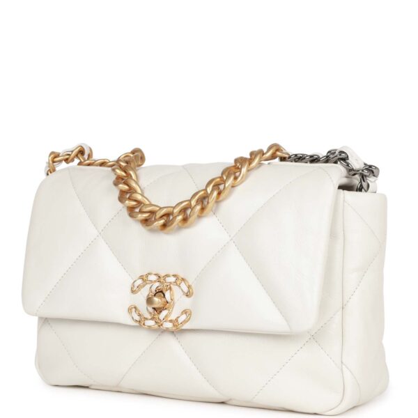 Chanel Mini 19 Flap Bag White Calfskin Mixed Hardware - Image 8