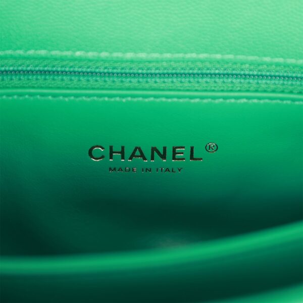 Chanel Mini Coco Handle Flap Bag Green Caviar Light Gold Hardware - Image 4