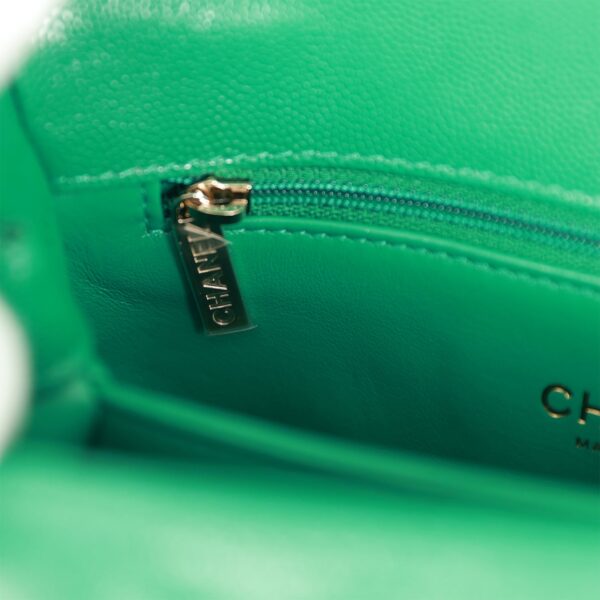 Chanel Mini Coco Handle Flap Bag Green Caviar Light Gold Hardware - Image 3