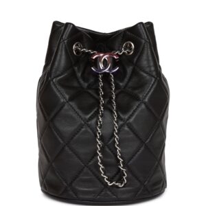 Chanel Mini Bucket Bag Black Lambskin Silver Hardware | Buy Chanel Mini Bucket Bag Black Lambskin Silver Hardware Online