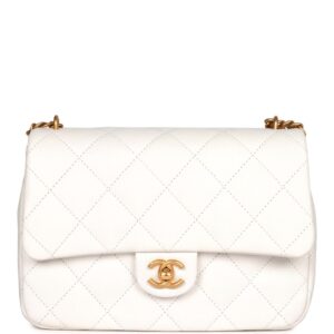 Chanel Mini classic double flap beige lambskin silver