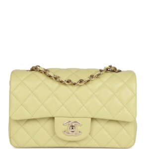 Chanel Mini Rectangular Flap Bag Light Green Lambskin Light