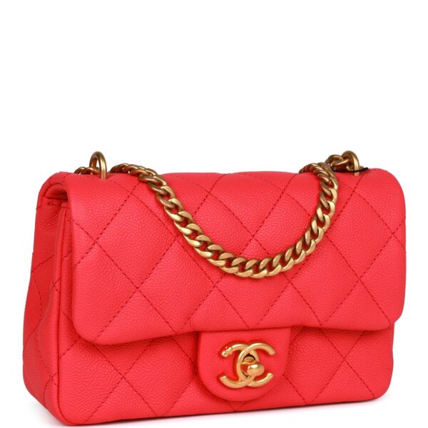 Chanel Mini Flap Bag Pink Caviar Antique Gold Hardware - Image 2