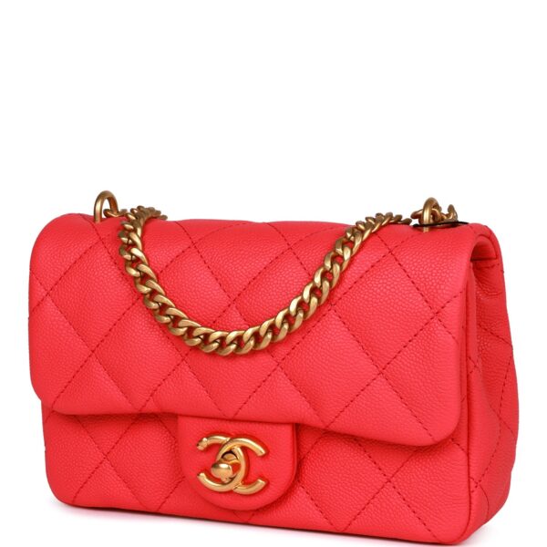 Chanel Mini Flap Bag Pink Caviar Antique Gold Hardware - Image 8