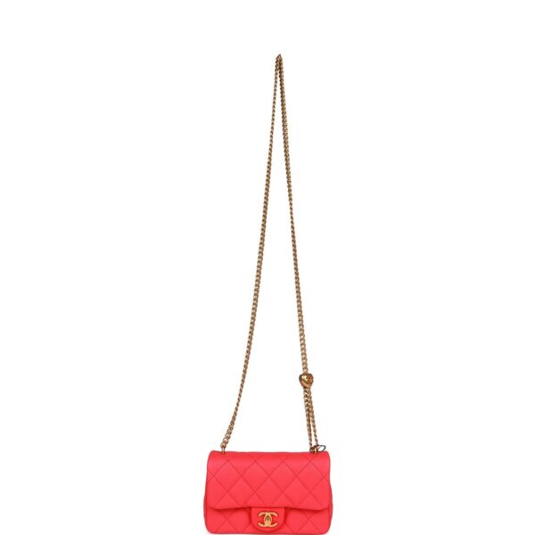 Chanel Mini Flap Bag Pink Caviar Antique Gold Hardware - Image 6