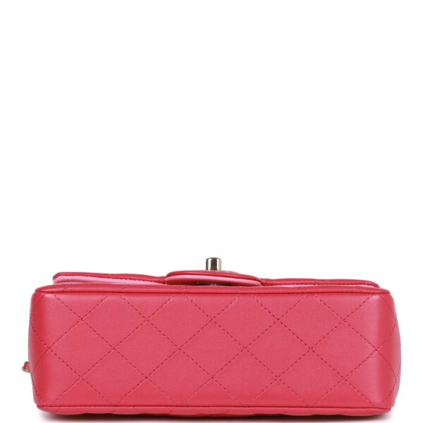 Chanel Mini Rectangular Flap with Top Handle Pink Lambskin Light Gold Hardware - Image 6