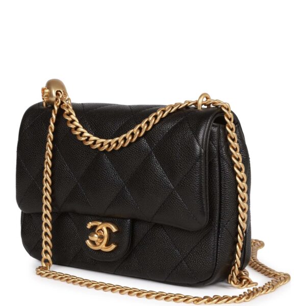 Chanel Sweetheart Crush Mini Rectangular Flap Bag Black Caviar Antique Gold Hardware - Image 8