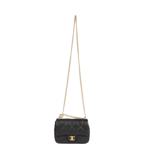 Chanel Sweetheart Crush Mini Rectangular Flap Bag Black Caviar Antique Gold Hardware - Image 6