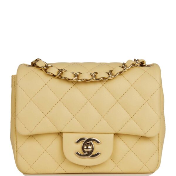 Chanel Mini Square Flap Bag Yellow | Chanel Mini Square Flap Bag Yellow For sale