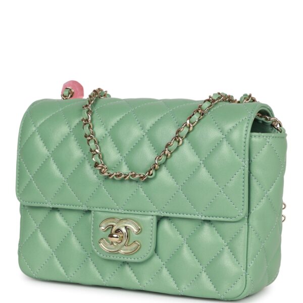 Chanel Candy Heart Mini Flap Bag Turquoise Lambskin Enamel and Light Gold Hardware - Image 9