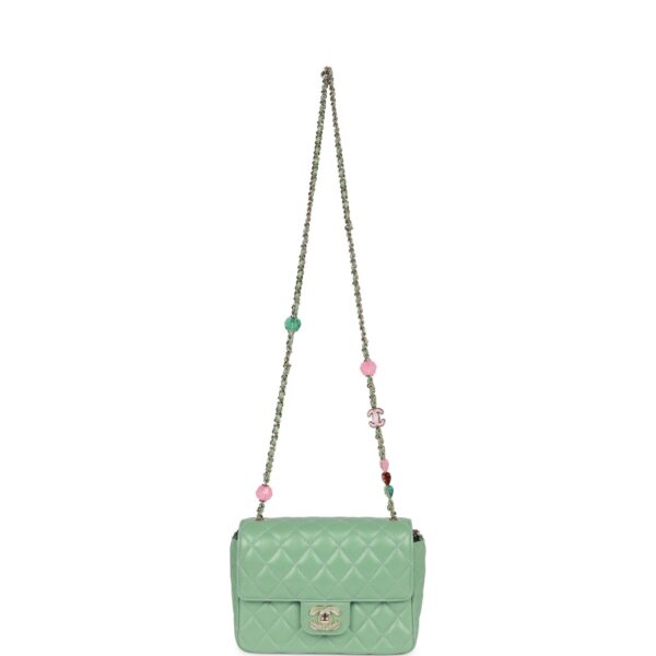 Chanel Candy Heart Mini Flap Bag Turquoise Lambskin Enamel and Light Gold Hardware - Image 7