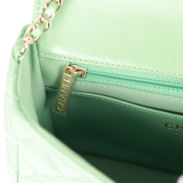 Chanel Candy Heart Mini Flap Bag Turquoise Lambskin Enamel and Light Gold Hardware - Image 4