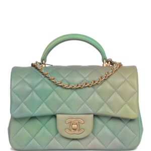 Chanel Mini Rectangular Flap Bag with Top Handle Green Ombre