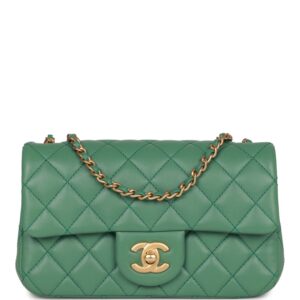 Chanel Pearl Crush Mini Rectangular Flap Bag Dark Green