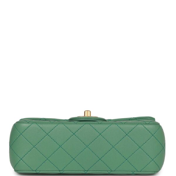 Chanel Pearl Crush Mini Rectangular Flap Bag Dark Green Lambskin Antique Gold Hardware - Image 7