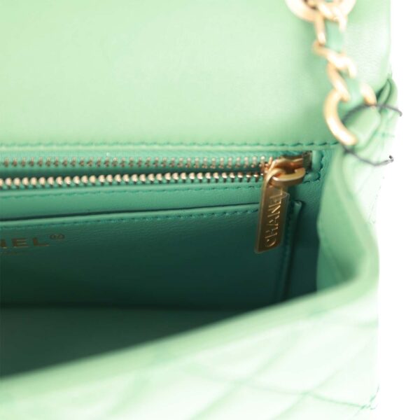 Chanel Pearl Crush Mini Rectangular Flap Bag Dark Green Lambskin Antique Gold Hardware - Image 3