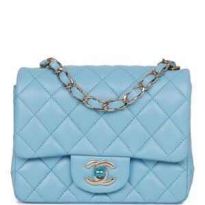 Chanel Mini Square Flap Bag Blue Lambskin Light Gold Hardware | Buy Mini Flap Bag Lambskin Online