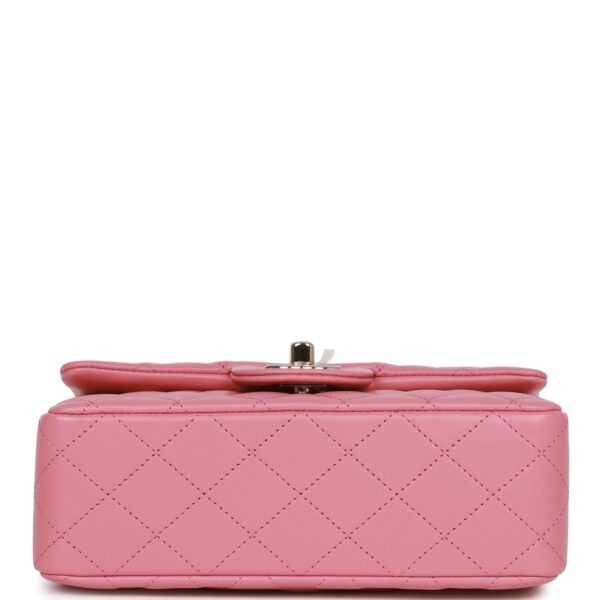 Chanel Mini Rectangular Flap with Top Handle Dark Pink Lambskin Light Gold Hardware - Image 6