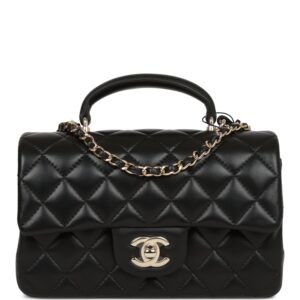 Chanel Mini Rectangular Flap Bag with Top Handle Black Lambskin | Buy Mini Flap Bag with Top Handle