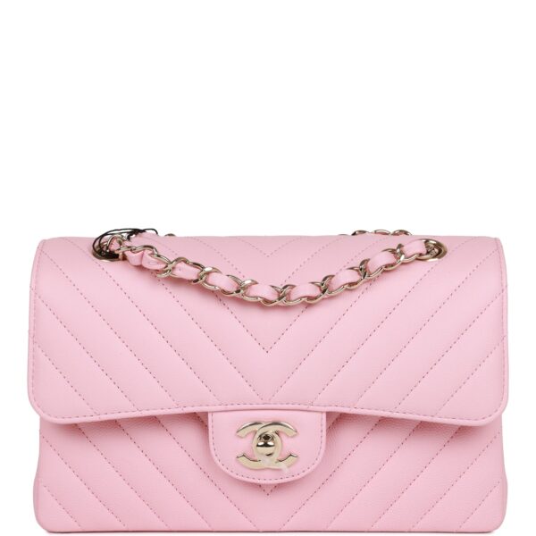 Chanel Mini Chevron Classic Double Flap Pink Calfskin Light Gold | Buy Chanel Small Chevron Classic Double Flap Online