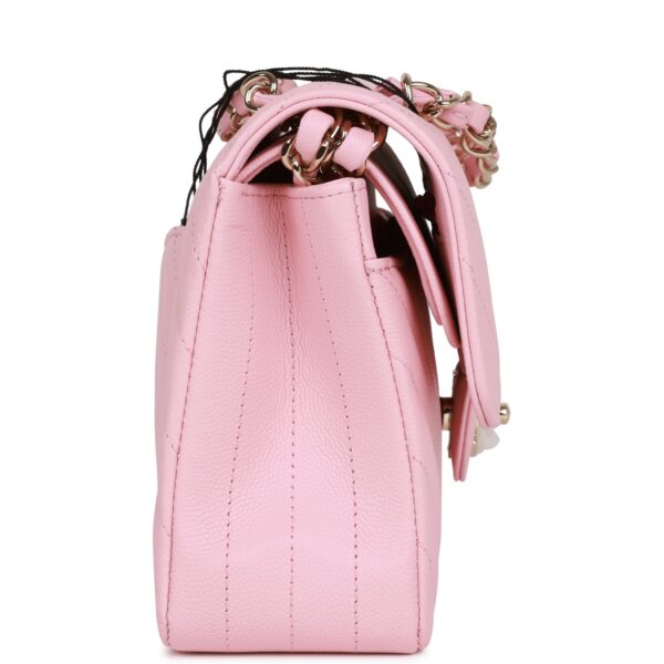 Chanel Mini Chevron Classic Double Flap Pink Calfskin Light Gold Hardware - Image 9