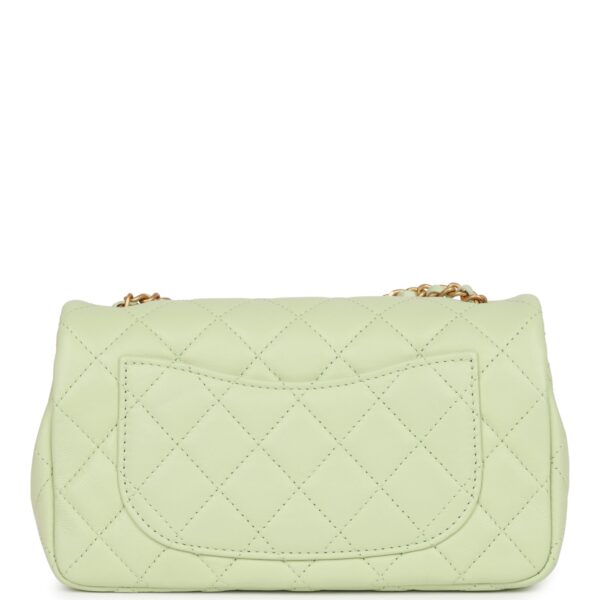 Chanel Pearl Crush Mini Rectangular Flap Bag Green Lambskin Antique Gold Hardware - Image 9