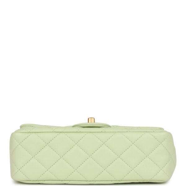 Chanel Pearl Crush Mini Rectangular Flap Bag Green Lambskin Antique Gold Hardware - Image 7