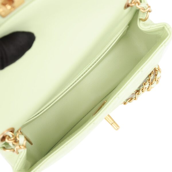 Chanel Pearl Crush Mini Rectangular Flap Bag Green Lambskin Antique Gold Hardware - Image 5