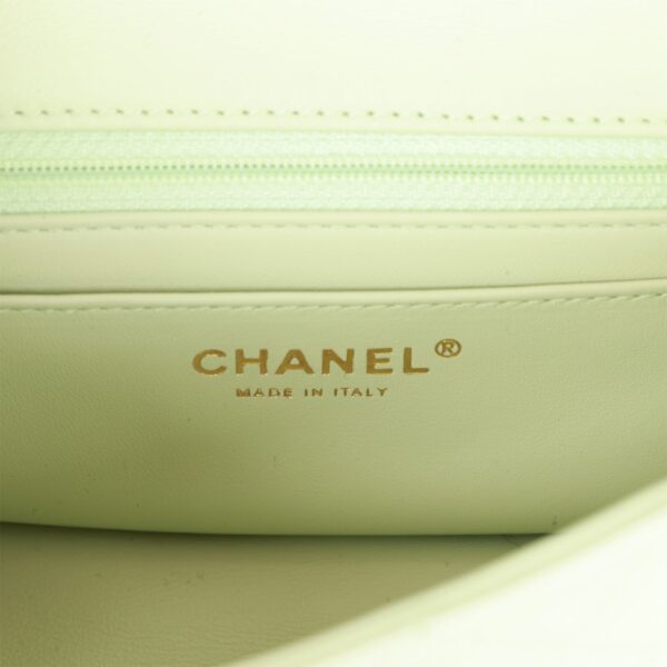 Chanel Pearl Crush Mini Rectangular Flap Bag Green Lambskin Antique Gold Hardware - Image 4