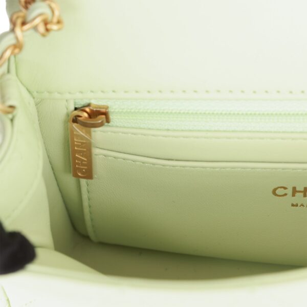 Chanel Pearl Crush Mini Rectangular Flap Bag Green Lambskin Antique Gold Hardware - Image 3