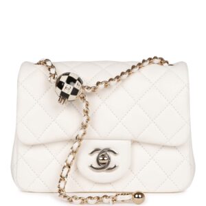 Chanel Pearl Crush Mini Square Flap Bag Black Lambskin