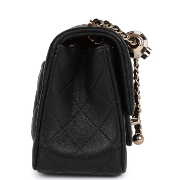 Chanel Pearl Crush Mini Square Flap Bag Black Lambskin Light Gold Hardware - Image 10