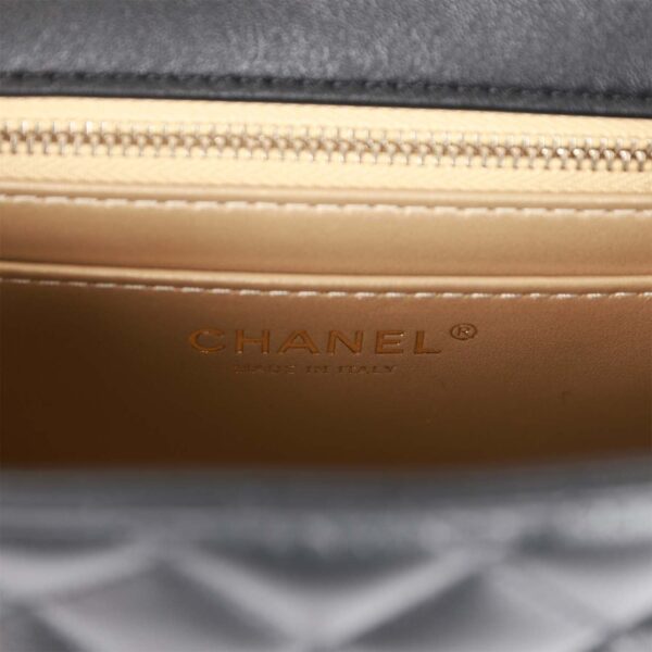 Chanel Pearl Crush Mini Square Flap Bag Black Lambskin Light Gold Hardware - Image 4