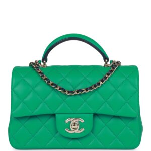 Chanel Mini Rectangular Flap with Top Handle Green