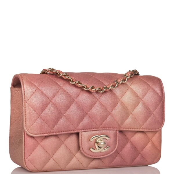 Chanel Mini Rectangular Flap Bag Pink Ombre Metallic Lambskin Light Gold Hardware - Image 2