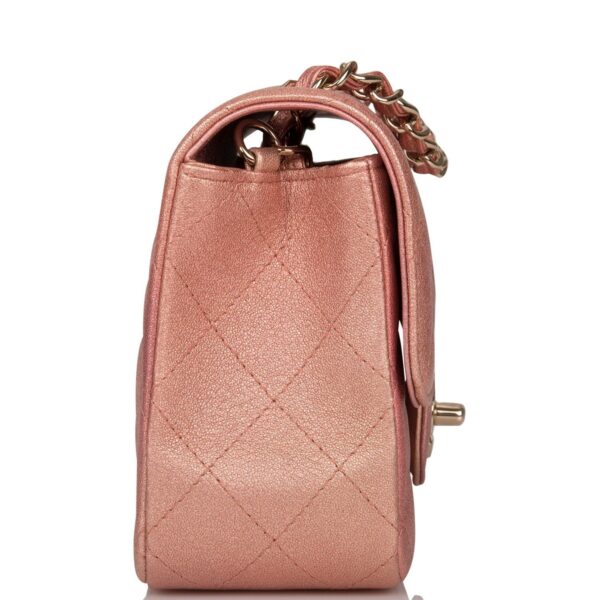 Chanel Mini Rectangular Flap Bag Pink Ombre Metallic Lambskin Light Gold Hardware - Image 9