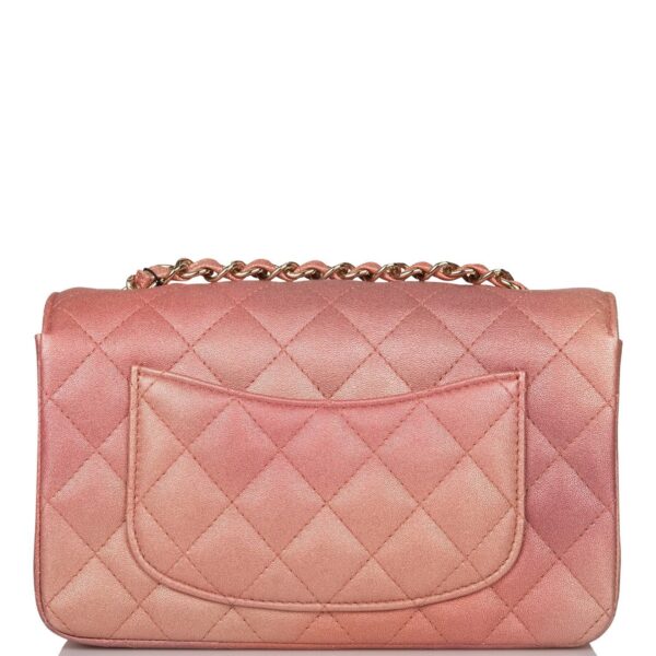 Chanel Mini Rectangular Flap Bag Pink Ombre Metallic Lambskin Light Gold Hardware - Image 8